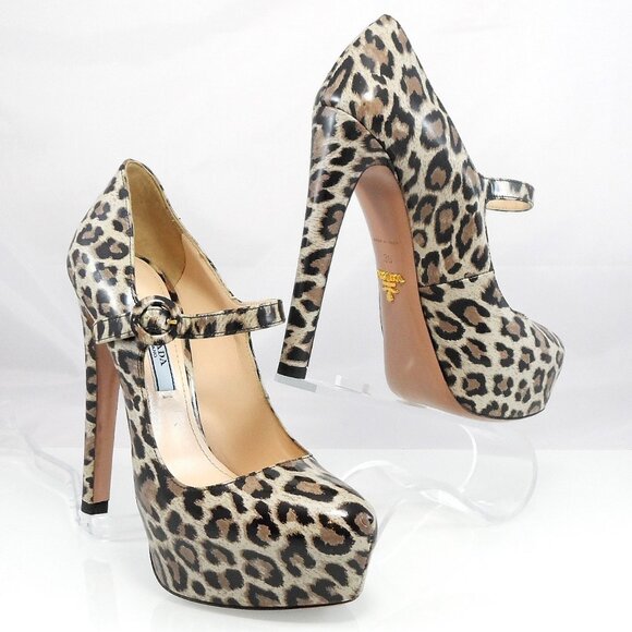 NIB$790 PRADA Vintage Collection Mary Jane Leopard Print Platform Pump Heels 36 - Picture 7 of 12